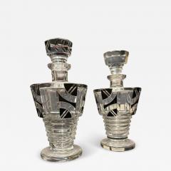Karl Palda Pair of Matching Czech Art Deco Decanters in the Style of Karl Palda - 4553244