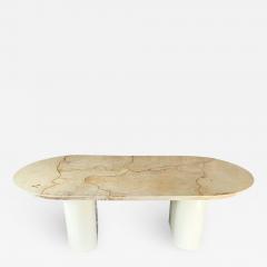 Karl Springer 1980 Karl Springer Knife Edge Oval DINING TABLE in Creamy Lacquered Goatskin - 2301535