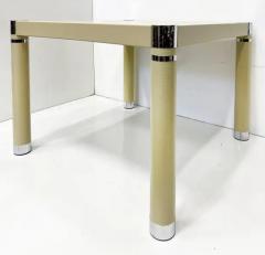 Karl Springer 1980s Embossed Leather Chrome Game Table Karl Springer Style Newly Restored - 4117208
