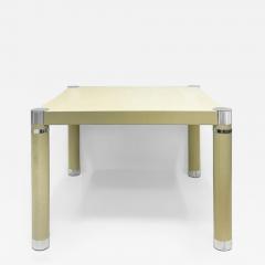 Karl Springer 1980s Embossed Leather Chrome Game Table Karl Springer Style Newly Restored - 4120133