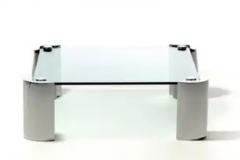 Karl Springer 1980s Sculptural Karl Springer Coffee Table in Glass and Stainless Steel - 3338968