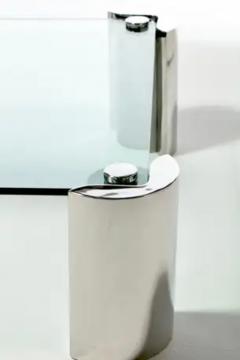 Karl Springer 1980s Sculptural Karl Springer Coffee Table in Glass and Stainless Steel - 3338973