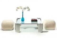 Karl Springer 1980s Sculptural Karl Springer Coffee Table in Glass and Stainless Steel - 3338975