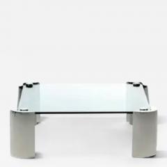 Karl Springer 1980s Sculptural Karl Springer Coffee Table in Glass and Stainless Steel - 3341362