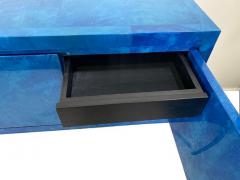 Karl Springer American Modern Lapis Goatskin Royal Palm 4 door Server Credenza Karl Springer - 4628410