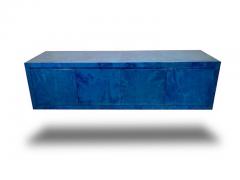 Karl Springer American Modern Lapis Goatskin Royal Palm 4 door Server Credenza Karl Springer - 4710197