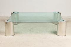Karl Springer American Modern Polished Chrome and Glass Karl Springer Style Low Table - 4273025
