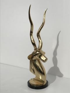 Karl Springer Art Deco Style Brass Decorative Antelope or Kudu Head Bookend - 440711