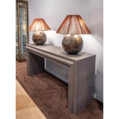 Karl Springer Beautiful Custom Console in Lacquered Linen 1970s - 2409509