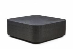 Karl Springer Black Faux Shagreen Square Coffee Cocktail Table manner of Karl Springer  - 2793001