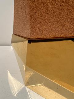 Karl Springer Brass and Cork Cubist Display Pedestal or Table - 4761501