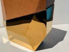 Karl Springer Brass and Cork Cubist Display Pedestal or Table - 4761502
