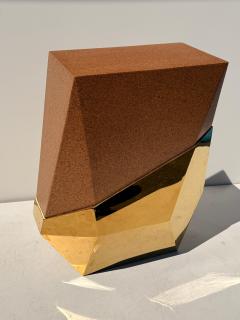 Karl Springer Brass and Cork Cubist Display Pedestal or Table - 4761505