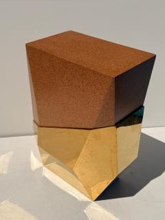 Karl Springer Brass and Cork Cubist Display Pedestal or Table - 4761562