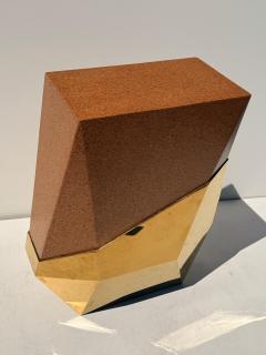 Karl Springer Brass and Cork Cubist Display Pedestal or Table - 4761565