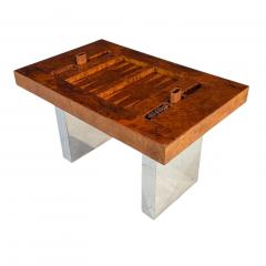 Karl Springer Burlwood and Chrome Backgammon Table 1980 - 4428239