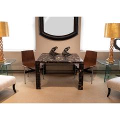 Karl Springer Chic Triangular Leg Game Table in Tessellated Horn with Brass Accents 1970s - 2538031