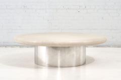 Karl Springer Chrome Drum and Leather Coffee Table 1960 - 2529469