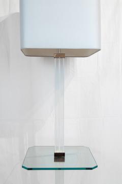 Karl Springer Chrome and Channeled Lucite Floor Lamp with Glass Table - 2556988