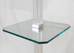 Karl Springer Chrome and Channeled Lucite Floor Lamp with Glass Table - 2556992
