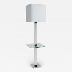 Karl Springer Chrome and Channeled Lucite Floor Lamp with Glass Table - 2559503