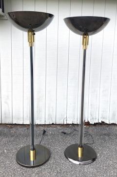 Karl Springer Complimentary Pair Karl Springer Lucite and Gun Metal Torchiere Floor Lamps - 1346749