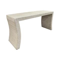 Karl Springer Console Table In Wicker In The Style Of Karl Springer 1970s - 1485676