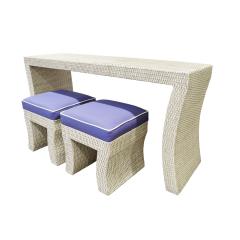 Karl Springer Console Table In Wicker In The Style Of Karl Springer 1970s - 1485679