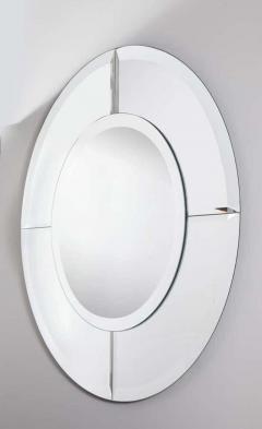 Karl Springer Custom Large Round Beveled Mirror in the Manner of Karl Springer - 3166581