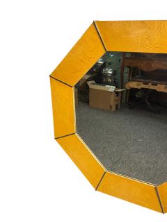 Karl Springer DESIGN PATTERNED WOOD CHROME FRAMED OCTAGONAL MIRROR BY KARL SPRINGER - 4562310