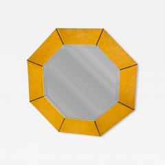 Karl Springer DESIGN PATTERNED WOOD CHROME FRAMED OCTAGONAL MIRROR BY KARL SPRINGER - 4563005
