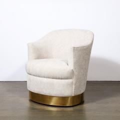 Karl Springer Documented Karl Springer Mid Century Brass Wrapped Armchair in Holly Hunt Fabric - 3442978
