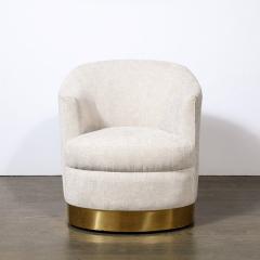 Karl Springer Documented Karl Springer Mid Century Brass Wrapped Armchair in Holly Hunt Fabric - 3442983