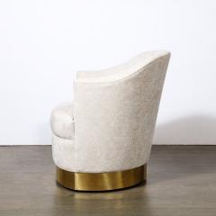 Karl Springer Documented Karl Springer Mid Century Brass Wrapped Armchair in Holly Hunt Fabric - 3442989