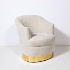 Karl Springer Documented Karl Springer Mid Century Brass Wrapped Armchair in Holly Hunt Fabric - 3443124