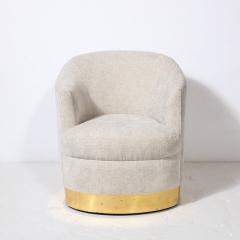Karl Springer Documented Karl Springer Mid Century Brass Wrapped Armchair in Holly Hunt Fabric - 3443131