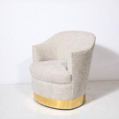 Karl Springer Documented Karl Springer Mid Century Brass Wrapped Armchair in Holly Hunt Fabric - 3443136