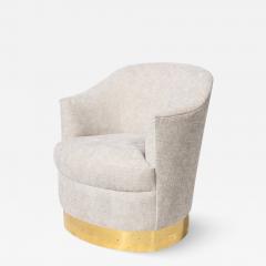 Karl Springer Documented Karl Springer Mid Century Brass Wrapped Armchair in Holly Hunt Fabric - 3444371
