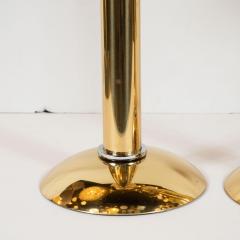 Karl Springer Documented Karl Springer Set of Three Midcentury Brass and Chrome Candlesticks - 1560735