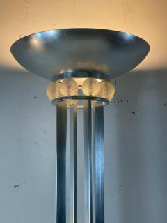 Karl Springer EXCEPTIONAL ART DECO REVIVAL BRUSHED CHROME AND GLASS BALL TORCHIERE - 2046963