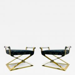 Karl Springer EXCEPTIONAL MODERN PAIR OF BRASS AND LUCITE BENCHES - 2053688