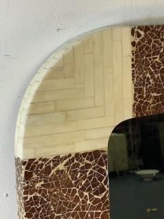 Karl Springer EXCEPTIONAL MODERNIST TESSELLATED BONE AND COCONUT SHELL LACQUER MIRROR - 2592265