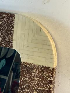 Karl Springer EXCEPTIONAL MODERNIST TESSELLATED BONE AND COCONUT SHELL LACQUER MIRROR - 2592266