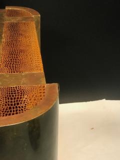 Karl Springer Exceptional Alligator Skin and Brass Table attributed to Karl Springer - 562098