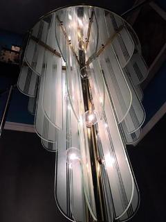 Karl Springer Exceptional Karl Springer Style Art Deco Revival Glass Chandelier - 447340