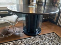 Karl Springer FANTASTIC ILLUMINATED BLACK GRANITE AND GLASS ART DECO REVIVAL TABLE - 2312494