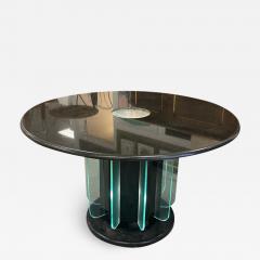 Karl Springer FANTASTIC ILLUMINATED BLACK GRANITE AND GLASS ART DECO REVIVAL TABLE - 2313894