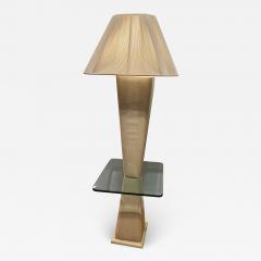 Karl Springer FAUX LIZARD AND GLASS TABLE FLOOR LAMP IN THE MANNER OF KARL SPRINGER - 3360466