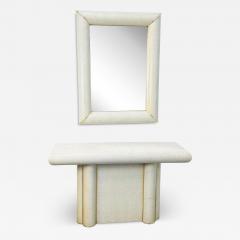 Karl Springer FAUX SNAKESKIN AND BRASS MIRROR AND CONSOLE IN THE MANNER OF KARL SPRINGER - 4279221