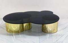 Karl Springer Free Form Biomorphic Brass and Glass Coffee Table 1970s - 3175822